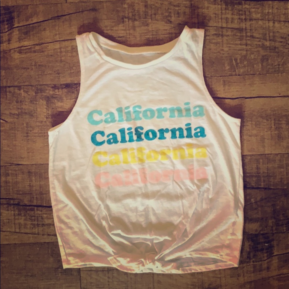 Retro California Screen Print Tank with Tie Knot